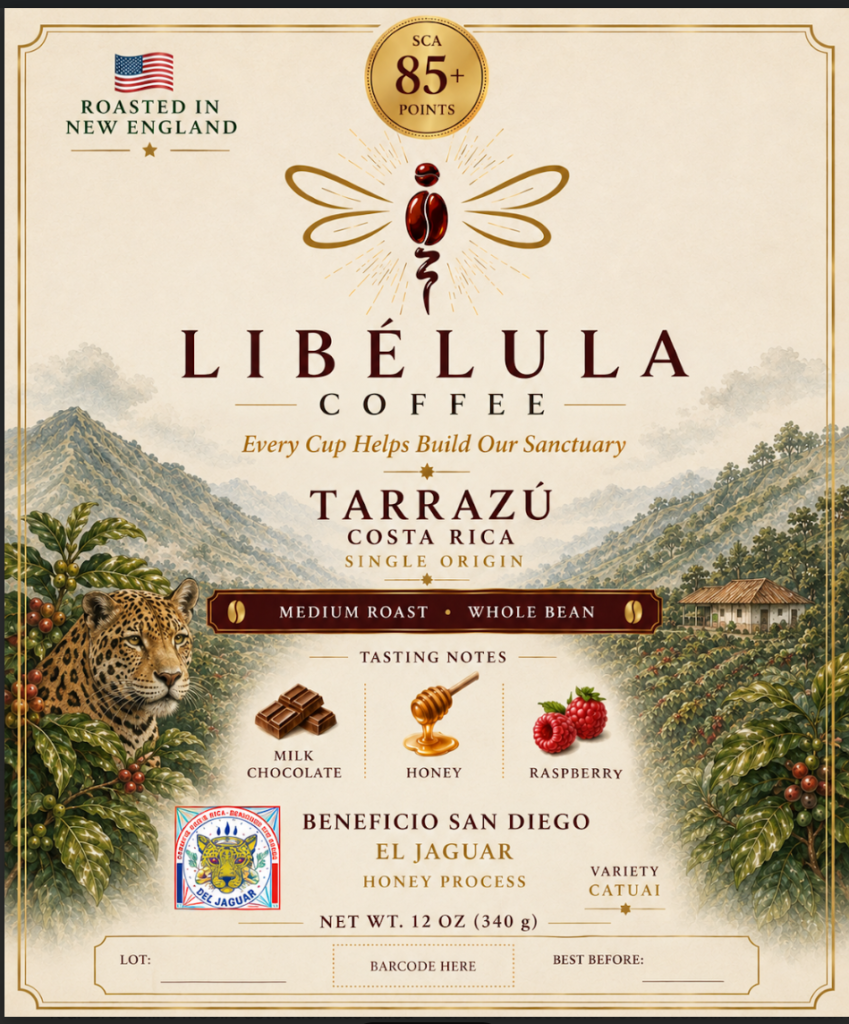 Libélula Coffee — Costa Rica Tarrazú San Diego Jaguar Honey, Whole Bean